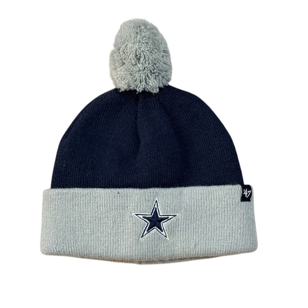 47 Brand Dallas Cowboys Toddler Beanie Hat Navy Grey Knit‎ Pom Pom Star Logo